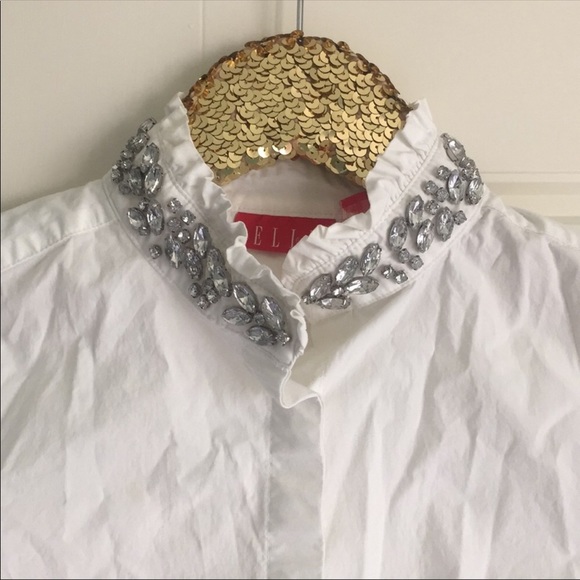 Jeweled Collar Button Down Shirt - Picture 2 of 4